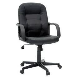 Office Chair Bonded Leather Black - Room Essentials™: Ergonomic Swivel, Adjustable Height, Foam Padding