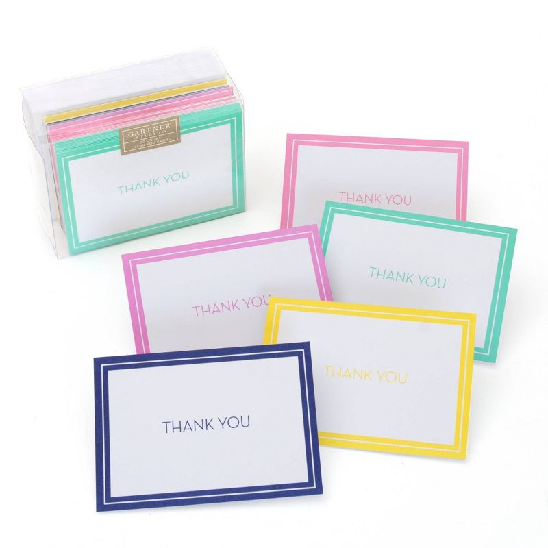 slide 4 of 4, 50ct 'Thank You' Note Cards: Gartner Studios Multicolor Matte Finish, 3.5" x 5" Lithographic Design, 50 Pack, 50 ct