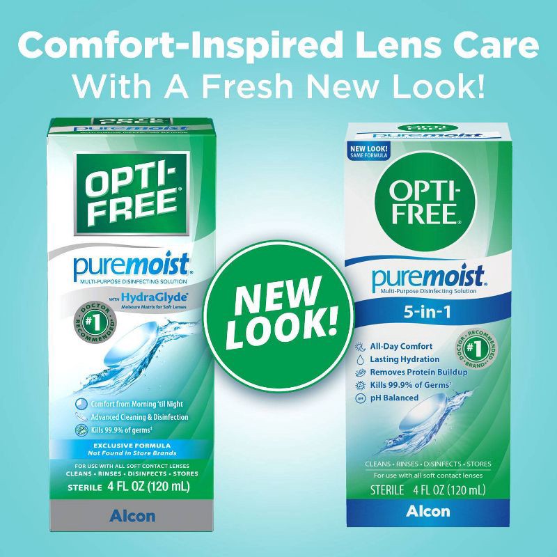 slide 3 of 6, Opti-Free PureMoist Multi-Purpose Disinfecting Contact Lens Solution - 4 fl oz, 4 fl oz