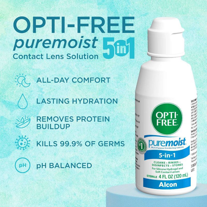 slide 4 of 6, Opti-Free PureMoist Multi-Purpose Disinfecting Contact Lens Solution - 4 fl oz, 4 fl oz