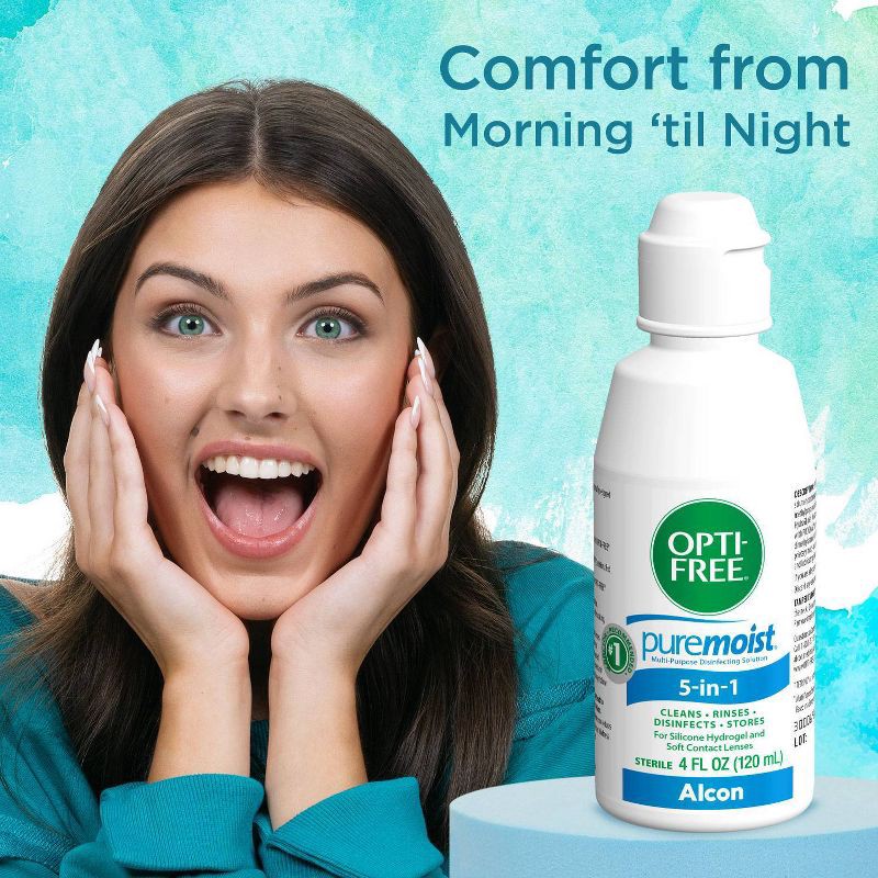 slide 5 of 6, Opti-Free PureMoist Multi-Purpose Disinfecting Contact Lens Solution - 4 fl oz, 4 fl oz