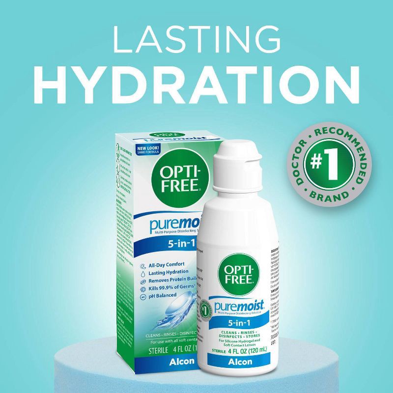 slide 6 of 6, Opti-Free PureMoist Multi-Purpose Disinfecting Contact Lens Solution - 4 fl oz, 4 fl oz