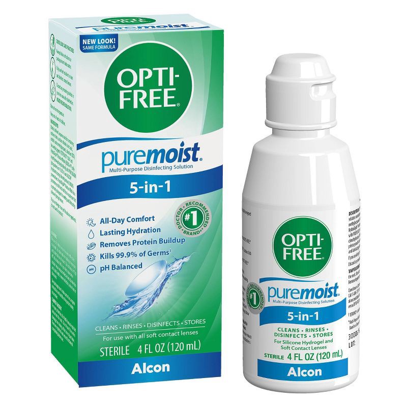 slide 1 of 6, Opti-Free PureMoist Multi-Purpose Disinfecting Contact Lens Solution - 4 fl oz, 4 fl oz