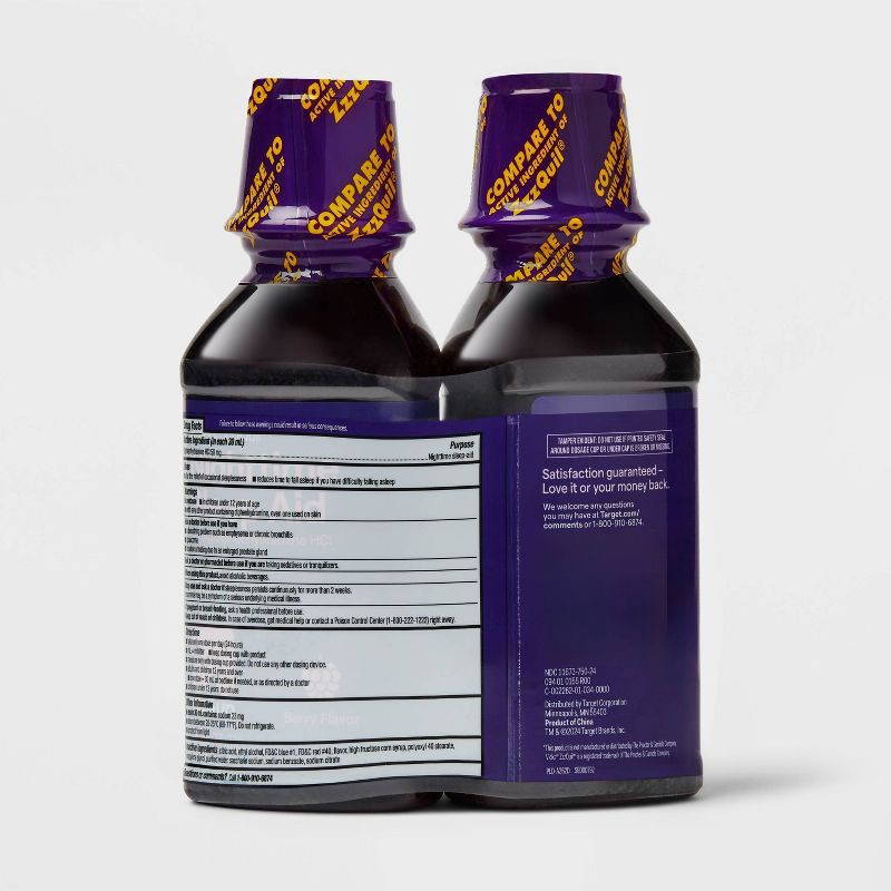 slide 3 of 7, Diphenhydramine HCl Nighttime Sleep Aid Liquid - Berry - 12 fl oz - up & up™, 12 fl oz