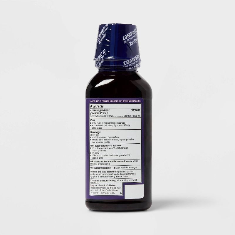 slide 3 of 4, Diphenhydramine HCl Nighttime Sleep Aid Liquid - Berry - 12 fl oz - up&up™, 12 fl oz