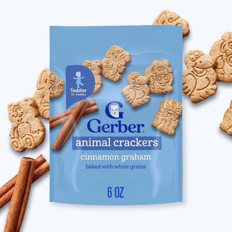 slide 2 of 9, Gerber Toddler Snacks Cinnamon Graham Baby Animal Crackers - 6oz​, 6 oz