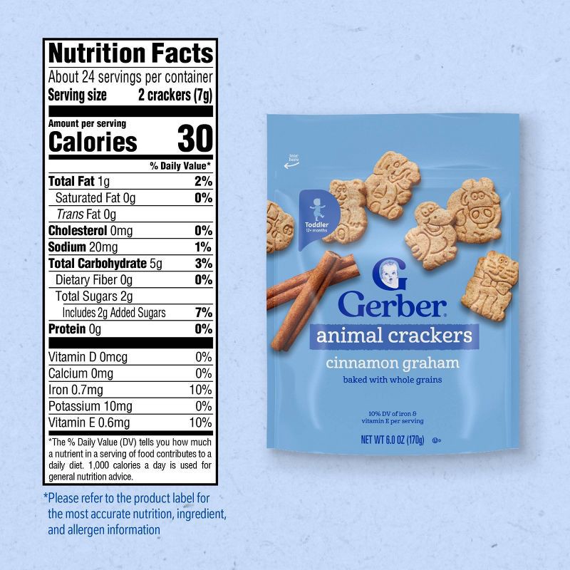 slide 8 of 9, Gerber Toddler Snacks Cinnamon Graham Baby Animal Crackers - 6oz​, 6 oz