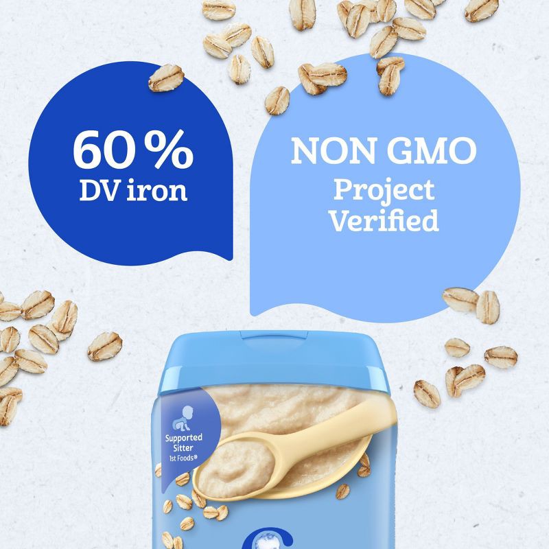 slide 4 of 9, Gerber Non-GMO Baby Food Stage 1 Single Grain Baby Oatmeal Cereal - 8oz, 8 oz