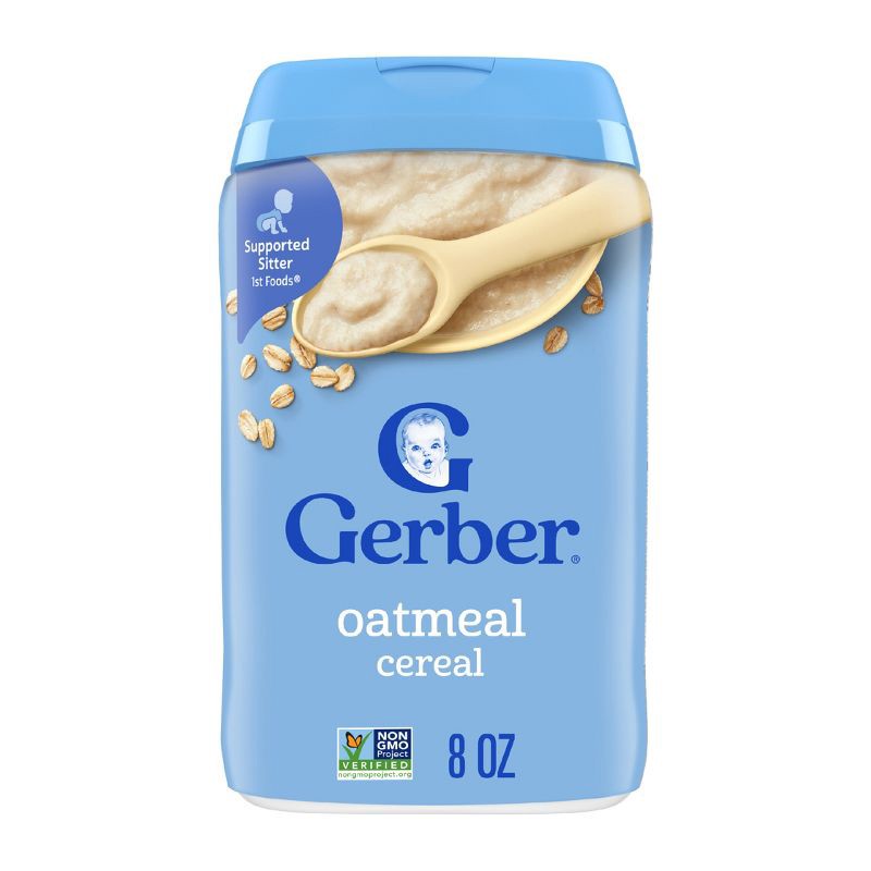 slide 1 of 9, Gerber Non-GMO Baby Food Stage 1 Single Grain Baby Oatmeal Cereal - 8oz, 8 oz