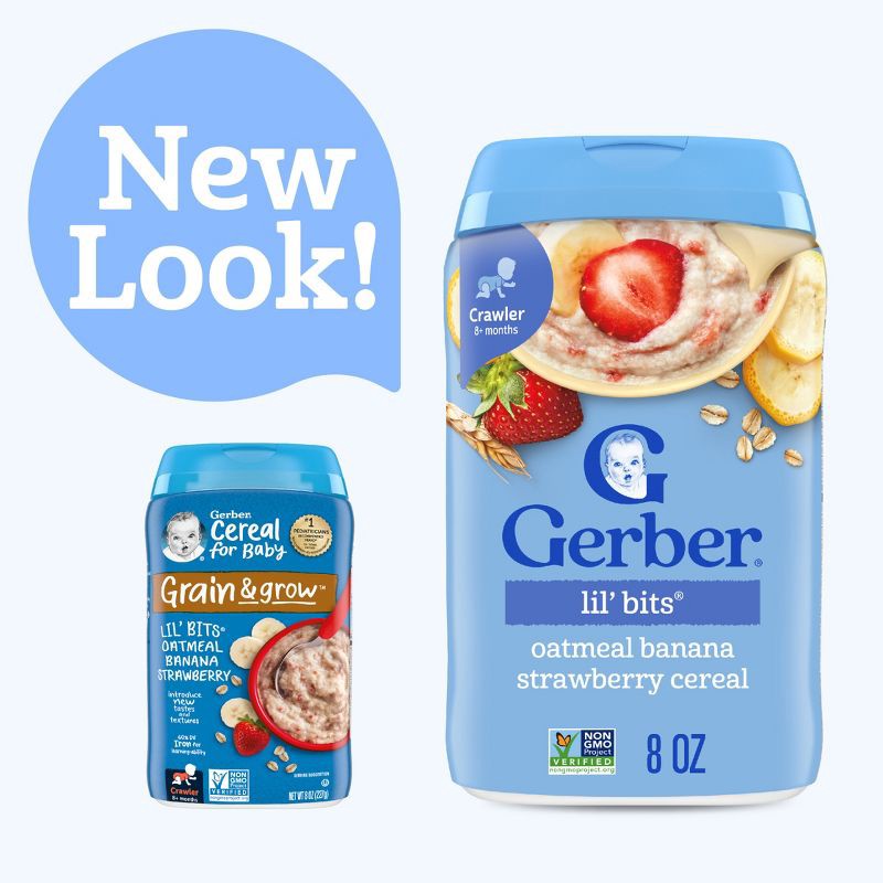 slide 2 of 9, Gerber Non-GMO Baby Food Stage 3 Banana Strawberry Baby Oatmeal - 8oz​, 8 oz