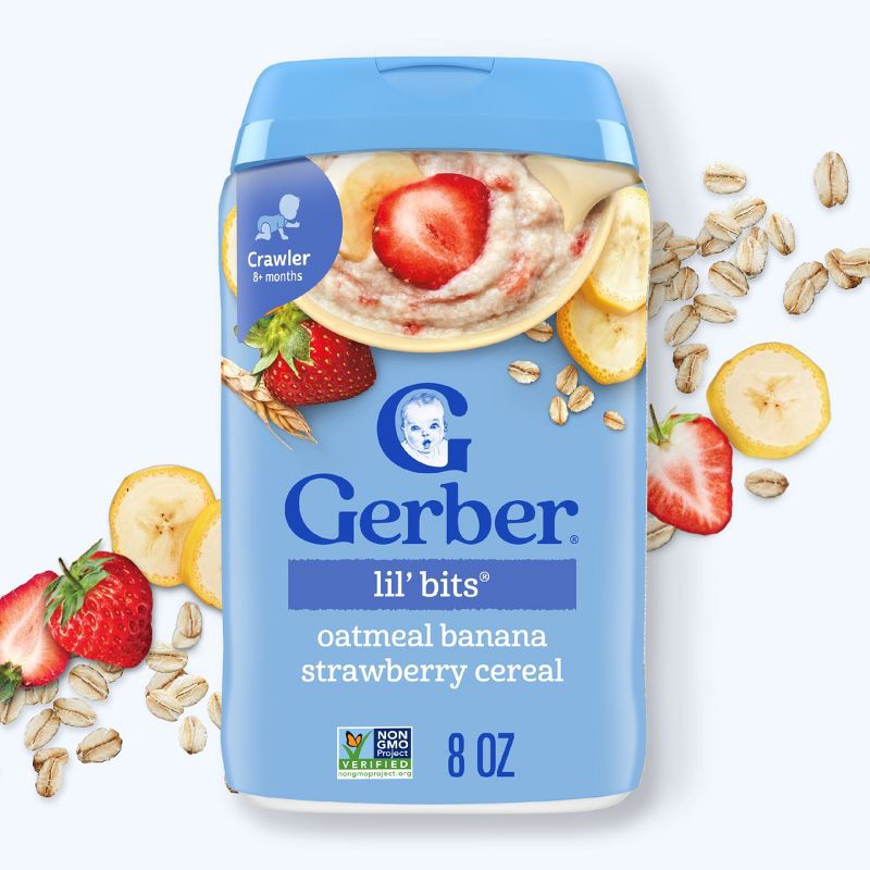 slide 3 of 9, Gerber Non-GMO Baby Food Stage 3 Banana Strawberry Baby Oatmeal - 8oz​, 8 oz