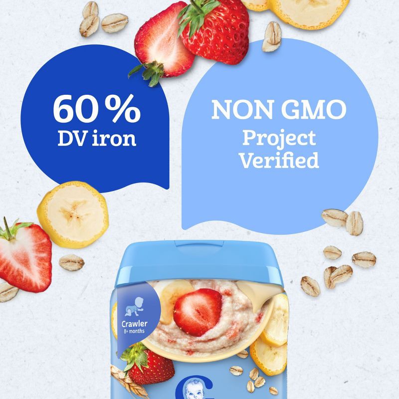 slide 4 of 9, Gerber Non-GMO Baby Food Stage 3 Banana Strawberry Baby Oatmeal - 8oz​, 8 oz