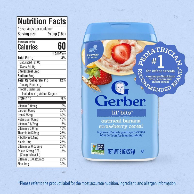 slide 7 of 10, Gerber Non-GMO Baby Food Stage 3 Banana Strawberry Baby Oatmeal - 8oz​, 8 oz