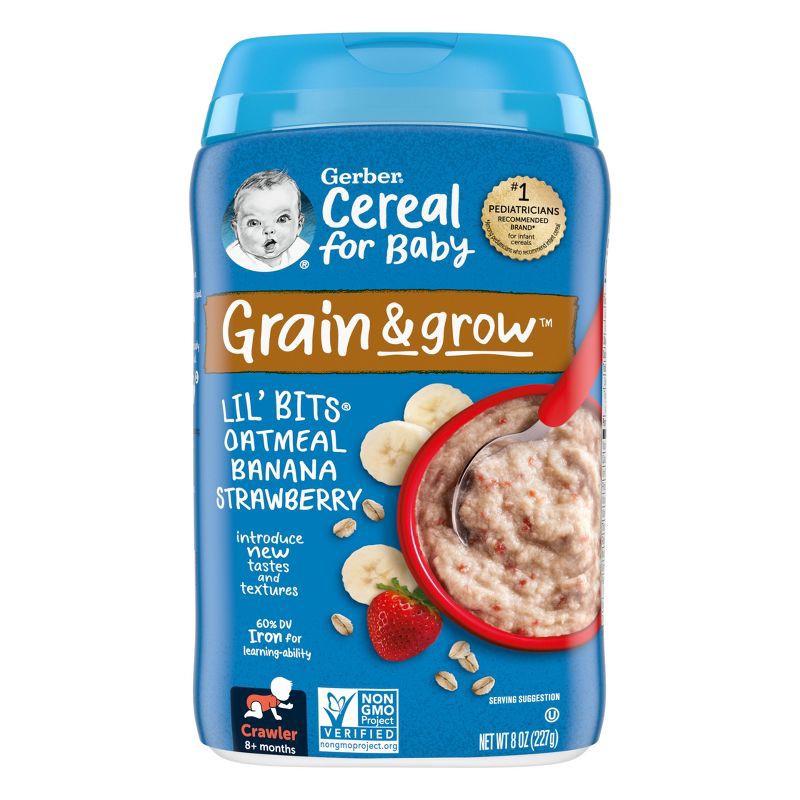 slide 1 of 6, Gerber Baby Food Stage 3 Oatmeal Banana Strawberry Baby Cereal - 8oz, 8 oz