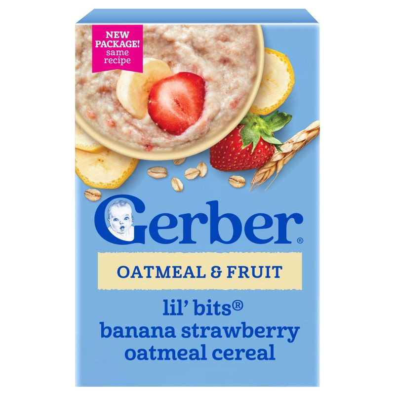 slide 1 of 10, Gerber Non-GMO Baby Food Stage 3 Banana Strawberry Baby Oatmeal - 8oz: Kosher, No Artificial Colors, Whole Grain, 8 oz