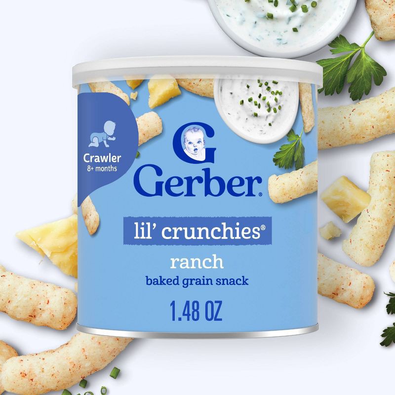 slide 9 of 9, Gerber Baby Food Ranch Crunchies Baby Snacks for 8 Months - 1 Year Old - 1.48oz​, 1.48 oz