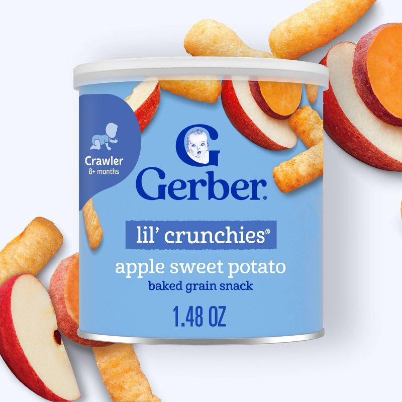 slide 2 of 9, Gerber Baby Food Apple Sweet Potato Crunchies Baby Snack - 1.48oz, 1.48 oz