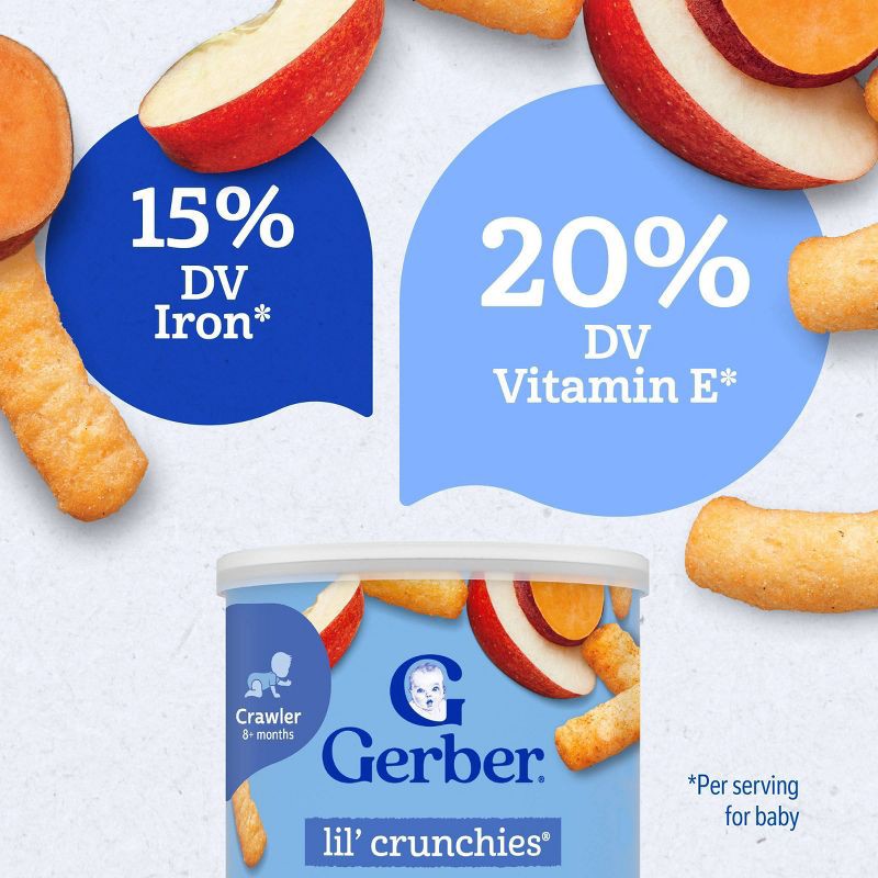 slide 4 of 9, Gerber Baby Food Apple Sweet Potato Crunchies Baby Snack - 1.48oz, 1.48 oz