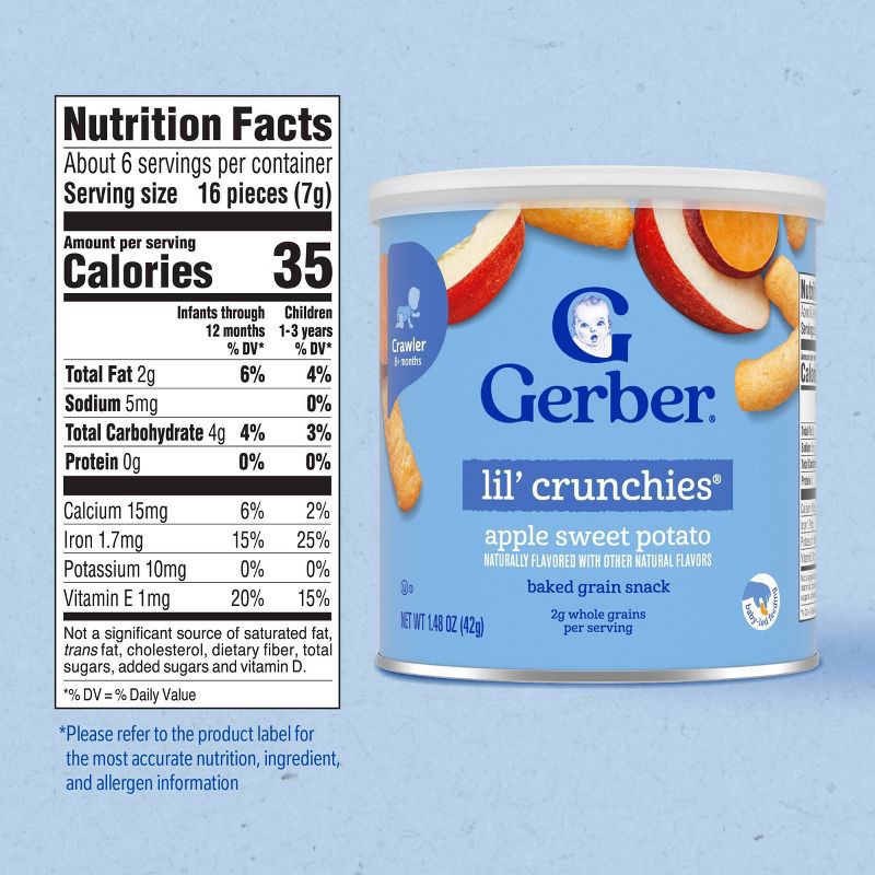 slide 8 of 9, Gerber Baby Food Apple Sweet Potato Crunchies Baby Snack - 1.48oz, 1.48 oz