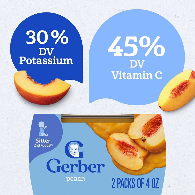 slide 9 of 10, Gerber Non-GMO Baby Food Stage 2 Peach Puree Tub - 2ct/4oz Each, 2 ct; 4 oz