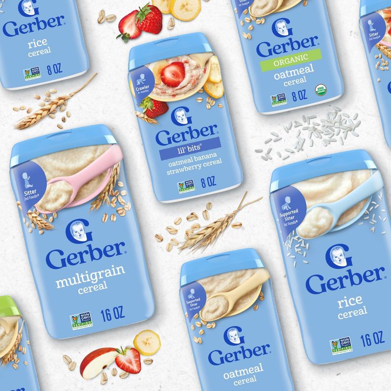 slide 7 of 9, Gerber Non-GMO Baby Food Stage 1 Single Grain Oatmeal Baby Cereal - 16oz, 16 oz