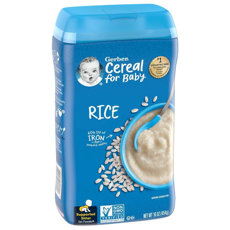 slide 2 of 6, Gerber Baby Food Stage 1 Rice Baby Cereal - 16oz, 16 oz