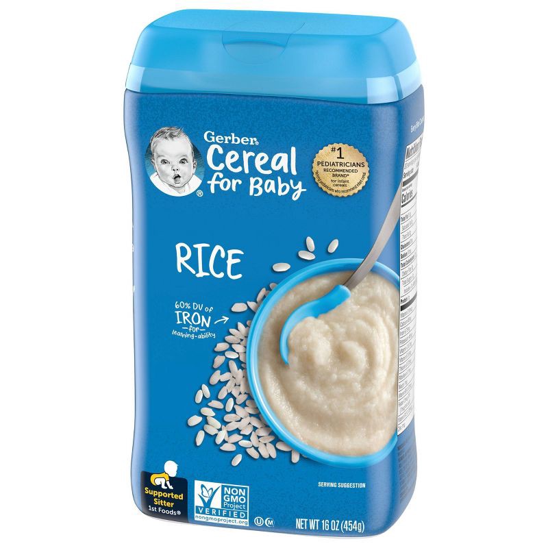 slide 3 of 6, Gerber Baby Food Stage 1 Rice Baby Cereal - 16oz, 16 oz