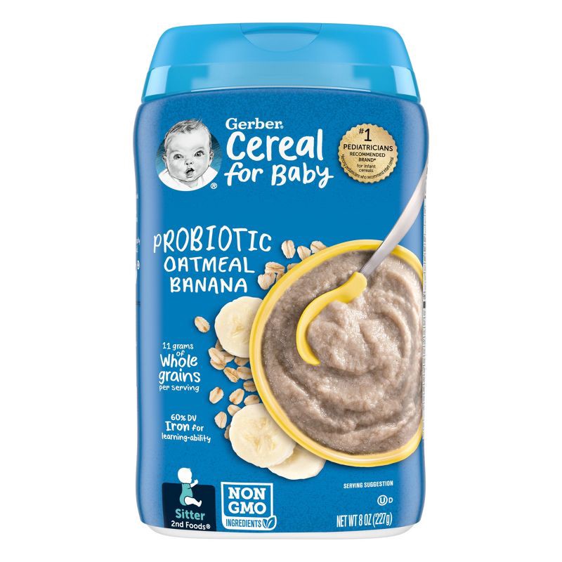 slide 1 of 1, Gerber Probiotic Oatmeal Banana Baby Cereal - 8oz, 8 oz