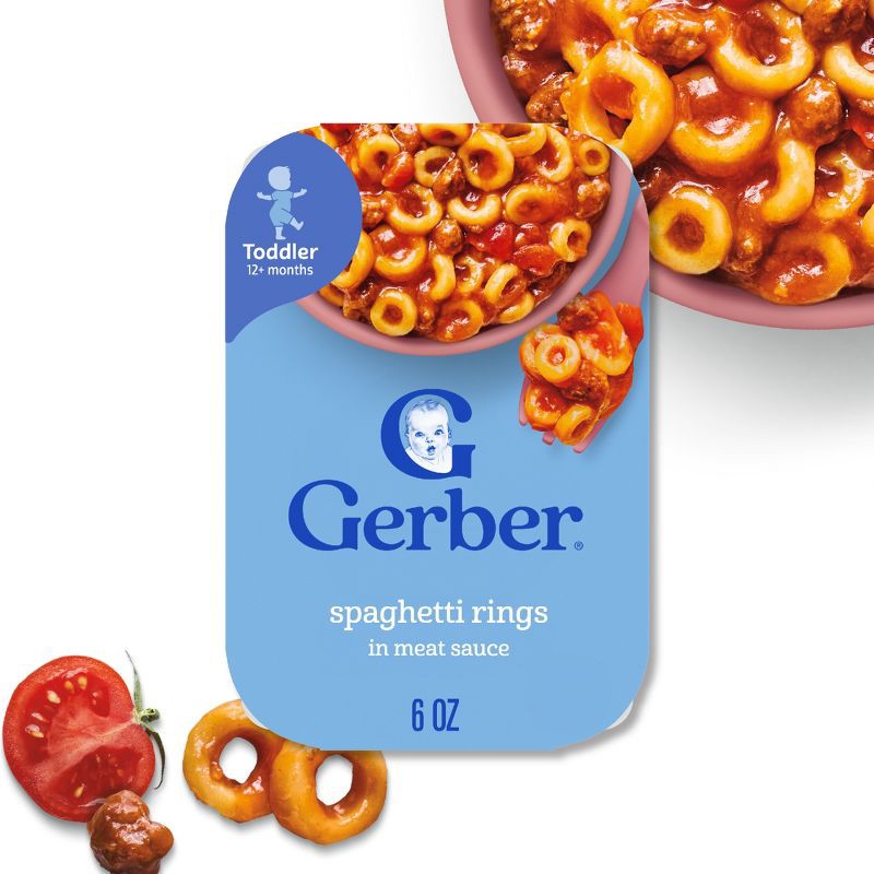 slide 2 of 8, Gerber Toddler Food Meals Spaghetti Rings in a Meat Sauce - 6oz​, 6 oz