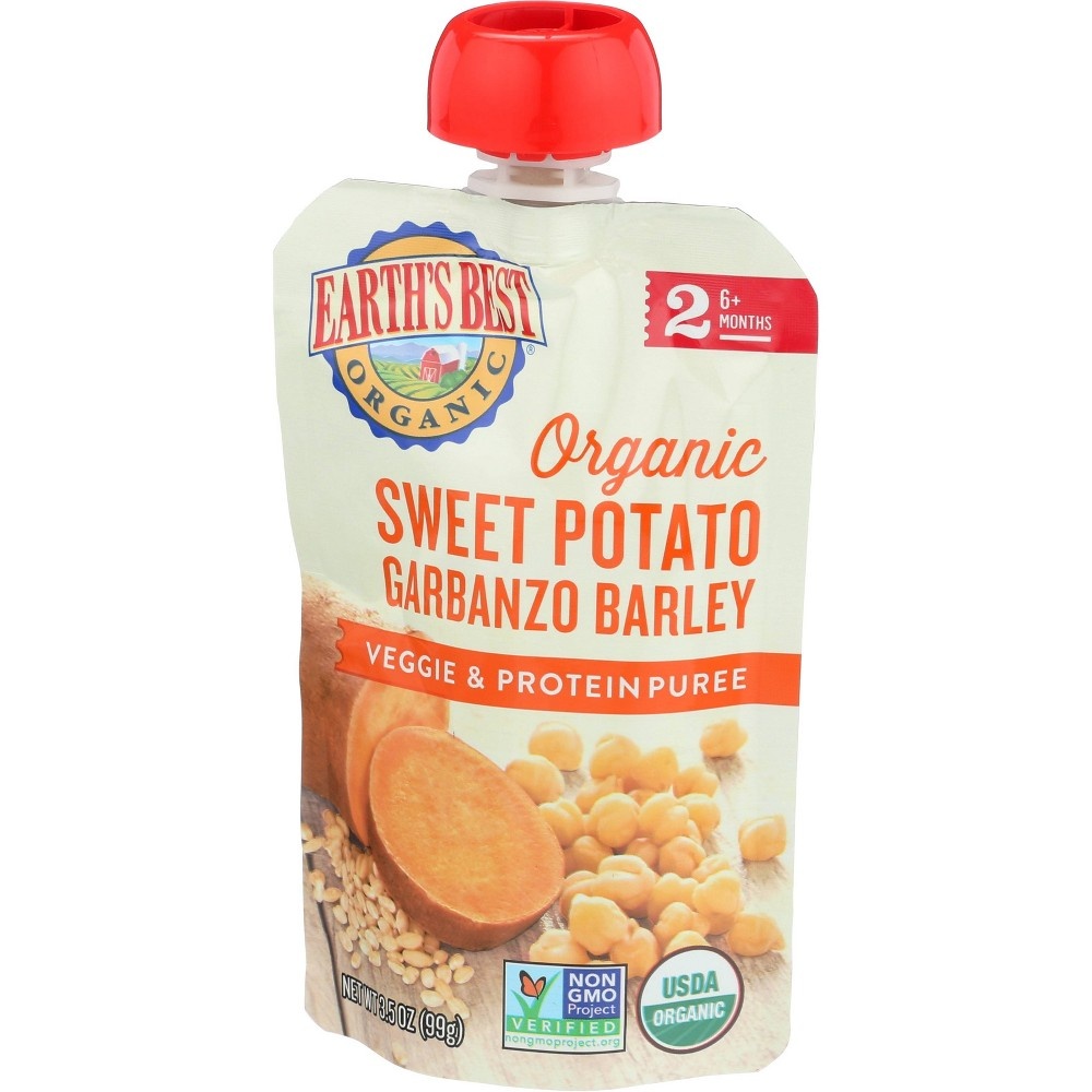slide 3 of 5, Earth's Best Organic Sweet Potato Garbanzo Barley Baby Food Pouch, 3.5 oz