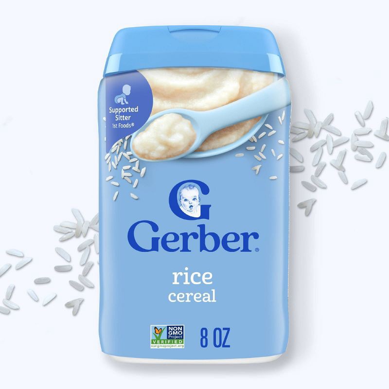 slide 2 of 9, Gerber Non-GMO Baby Food Stage 1 Rice Baby Cereal- 8oz, 8 oz