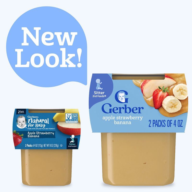 slide 2 of 9, Gerber Baby Food Stage 2 Apple Strawberry Banana Puree Tub - 4oz/2ct, 2 ct; 4 oz