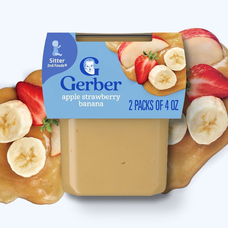 slide 3 of 9, Gerber Baby Food Stage 2 Apple Strawberry Banana Puree Tub - 4oz/2ct, 2 ct; 4 oz