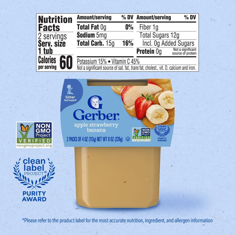 slide 8 of 9, Gerber Baby Food Stage 2 Apple Strawberry Banana Puree Tub - 4oz/2ct, 2 ct; 4 oz