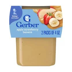 Gerber Baby Food Stage 2 Apple Strawberry Banana Puree Tub - 4oz/2ct