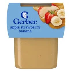 Gerber Non-GMO Baby Food Stage 2 Apple Strawberry Banana Puree Tub - 4oz/2ct