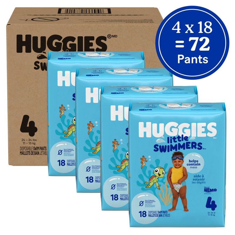 slide 2 of 12, Huggies Little Swimmers Disposable Swim Diapers - Size 4 (Medium) - 18ct, 18 ct