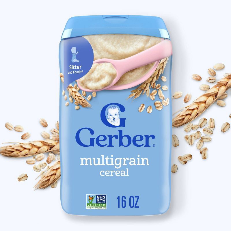 slide 2 of 8, Gerber Non-GMO Baby Food Stage 2 Multigrain Baby Cereal - 16oz​, 16 oz