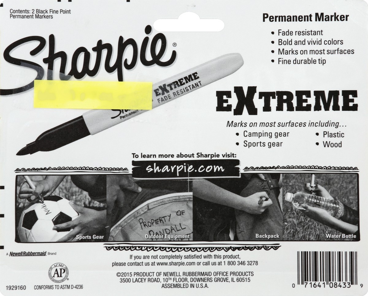 slide 5 of 6, Sharpie Extreme Permanent Markers, Fine Point, Black, 2 ct