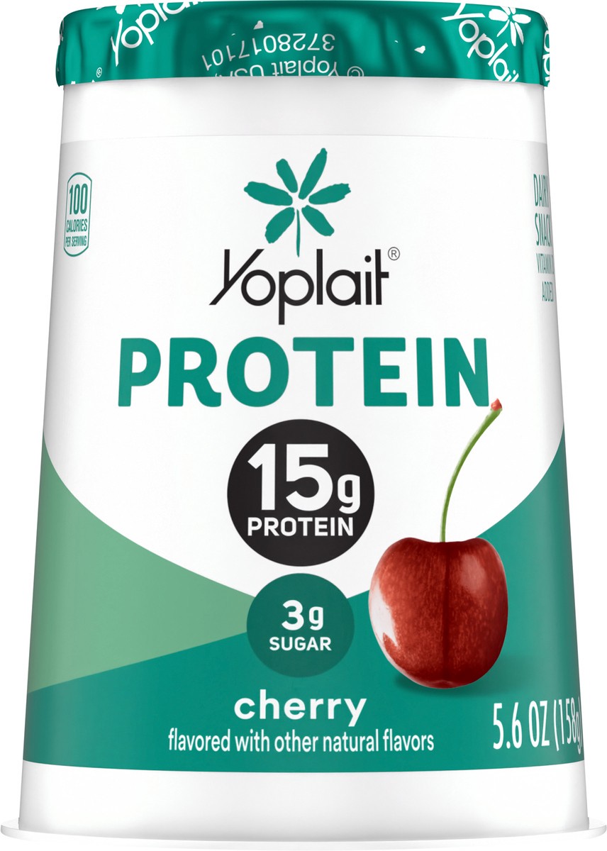 slide 2 of 13, Yoplait Protein Yogurt Cultured Dairy Snack Cup, Cherry Flavored, Gluten Free Protein Snacks, 5.6 oz, 5.6 oz