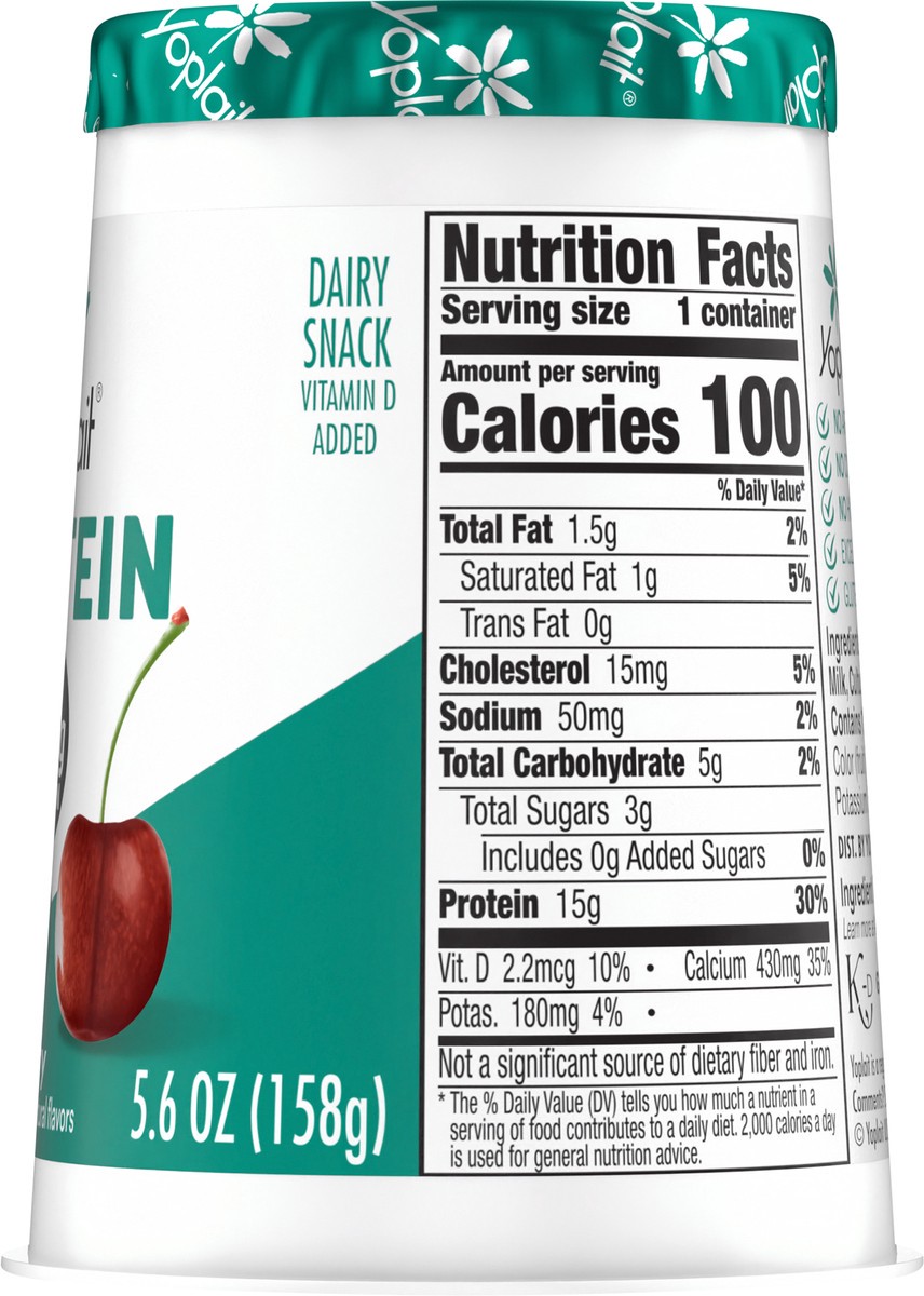 slide 6 of 13, Yoplait Protein Yogurt Cultured Dairy Snack Cup, Cherry Flavored, Gluten Free Protein Snacks, 5.6 oz, 5.6 oz