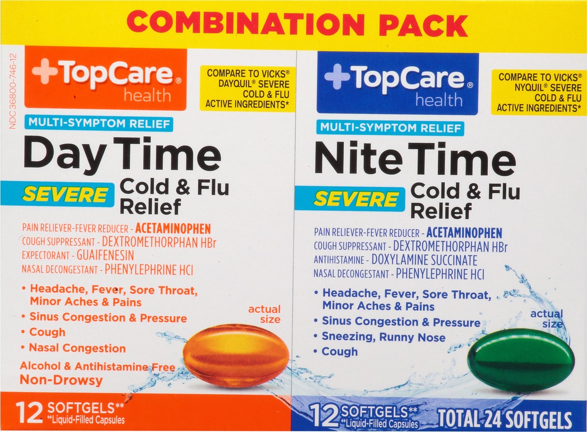 slide 6 of 9, TopCare Cold/Flu Severe Day/Night Softgels, 1 ct