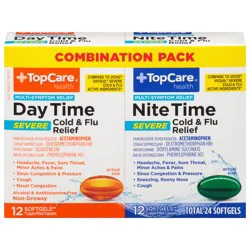 TopCare Health DayTime/NiteTime Severe Cold & Flu Relief Combination Pack 24 Softgels