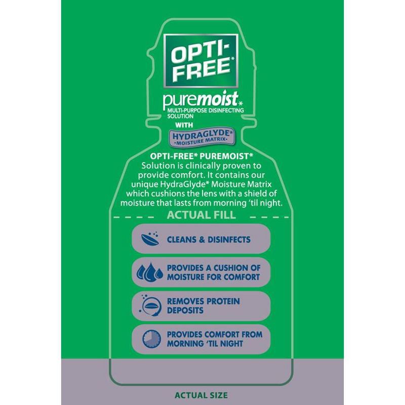 slide 3 of 5, Opti-Free PureMoist Multi-Purpose Disinfecting Contact Lens Solution - 2 fl oz, 2 fl oz