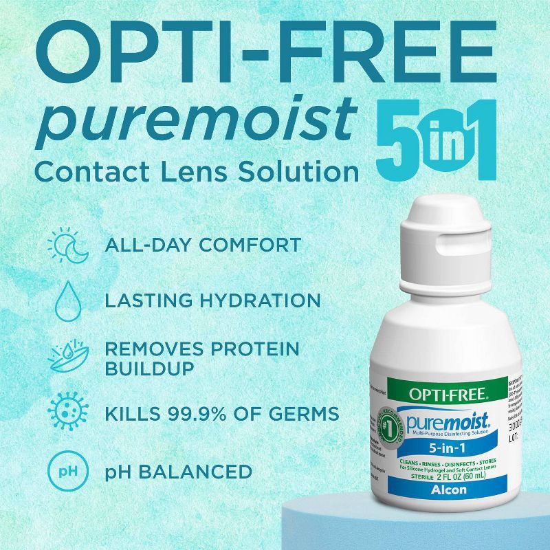 slide 4 of 7, Opti-Free PureMoist Multi-Purpose Disinfecting Contact Lens Solution - 2 fl oz, 2 fl oz