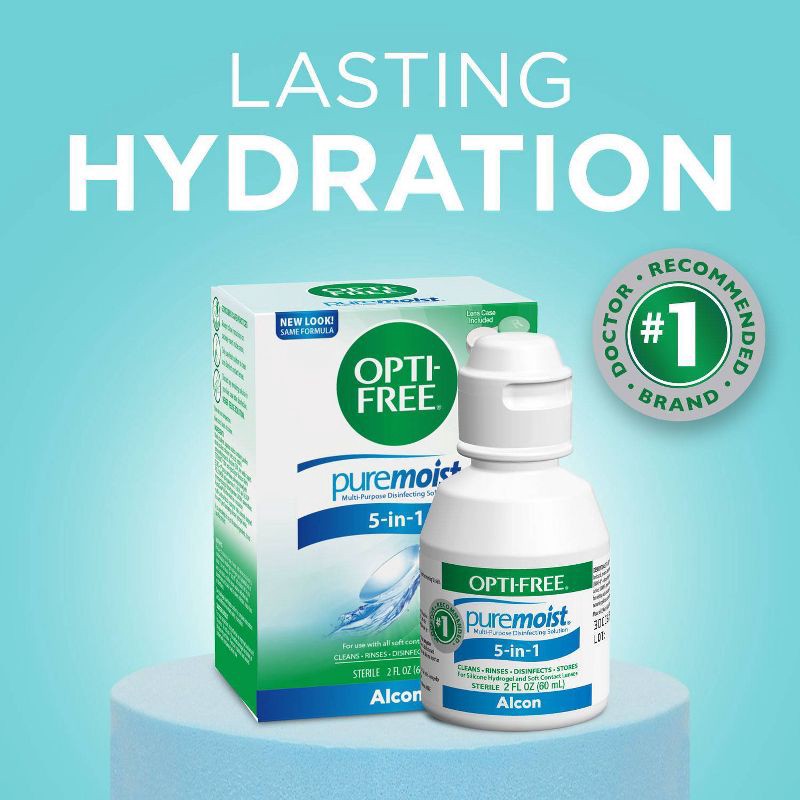 slide 5 of 7, Opti-Free PureMoist Multi-Purpose Disinfecting Contact Lens Solution - 2 fl oz, 2 fl oz