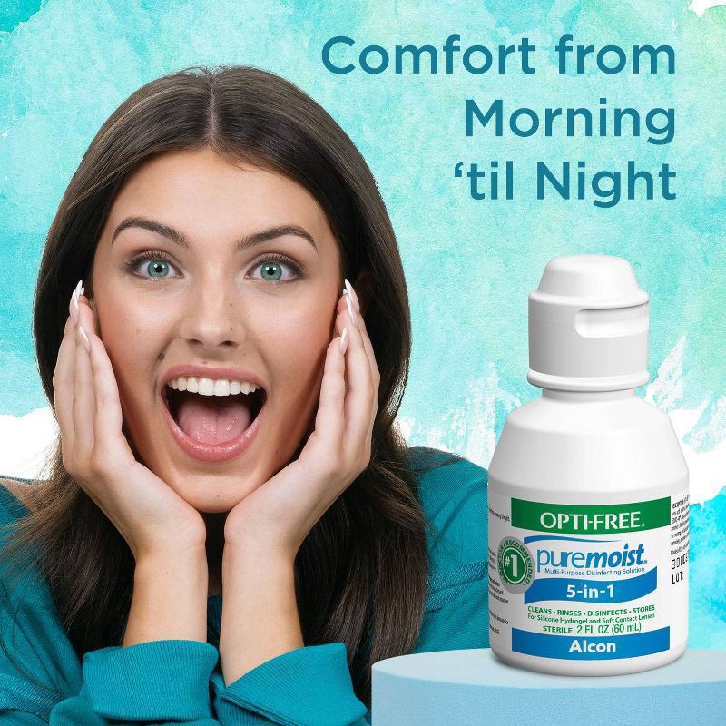 slide 6 of 7, Opti-Free PureMoist Multi-Purpose Disinfecting Contact Lens Solution - 2 fl oz, 2 fl oz