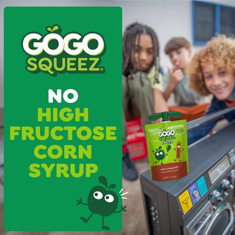 slide 4 of 8, GoGo SqueeZ No Sugar Added Applesauce and Fruit Puree Apple Cinnamon - 38.4oz/12ct, 38.4 oz, 12 ct
