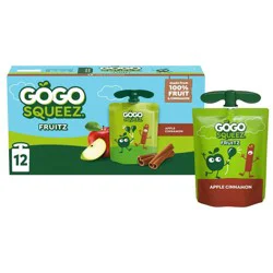 GoGo SqueeZ No Sugar Added Applesauce and Fruit Puree Apple Cinnamon - 38.4oz/12ct