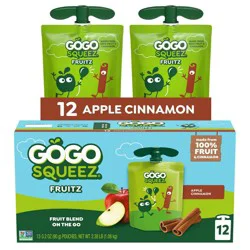 GoGo SqueeZ No Sugar Added Applesauce and Fruit Puree Apple Cinnamon - 38.4oz/12ct